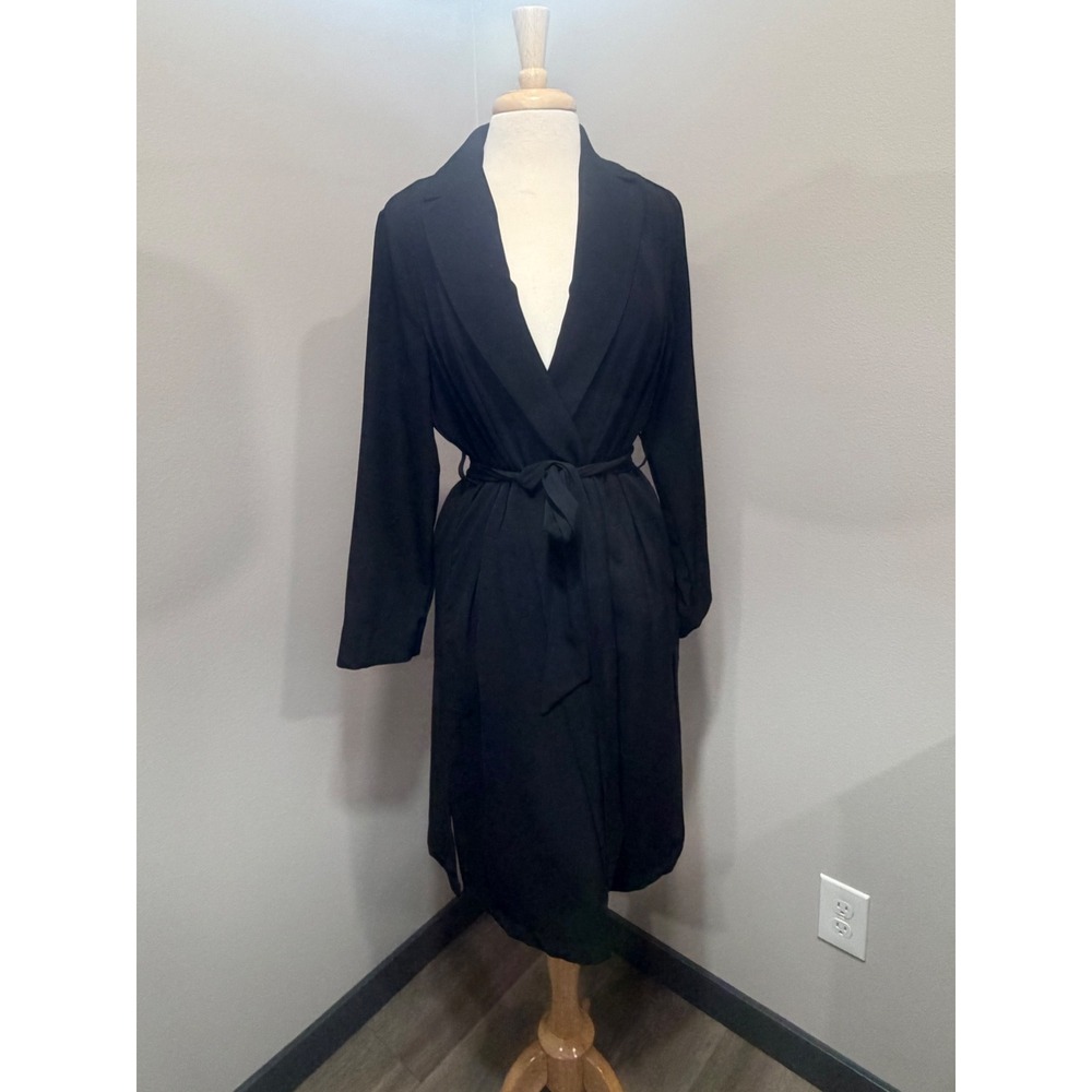 Torrid Black Studio‎ Crepe Drape Trench Coat Duster Jacket Belted Plus Size 00 M